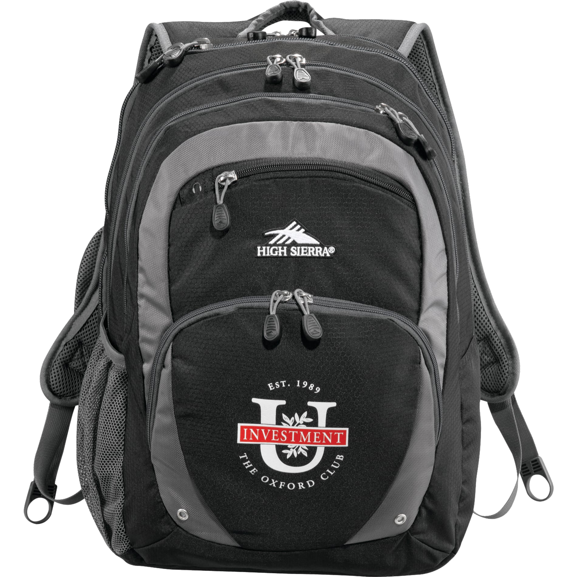 Front View of Black High Sierra Overtime Fly-By 17" Computer Backpack