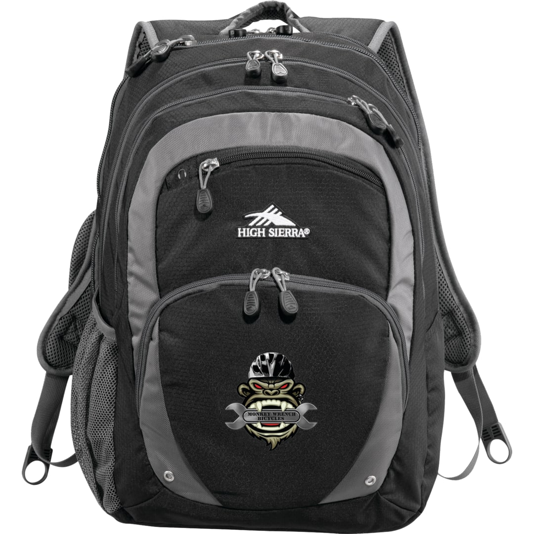 Front View of Black High Sierra Overtime Fly-By 17" Computer Backpack