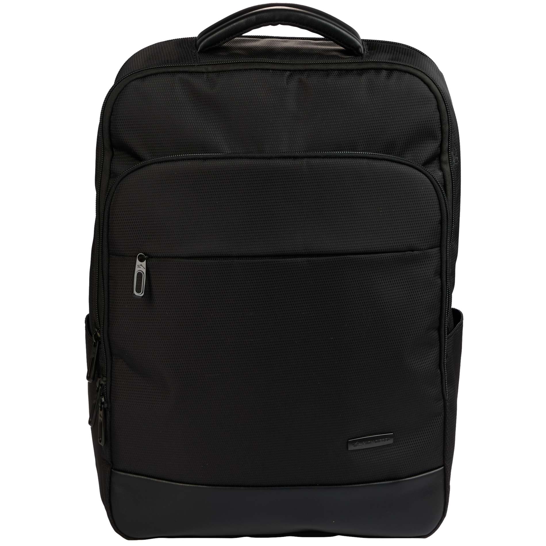 Front View of Black High Sierra Recycled Armagh Backpack plain