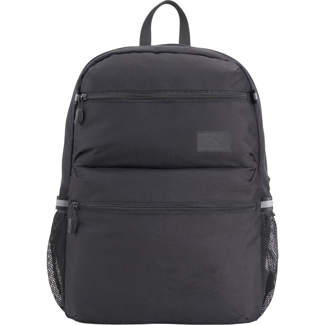 Front View of Black High Sierra Recycled Inhabit 15" Laptop Backpack plain