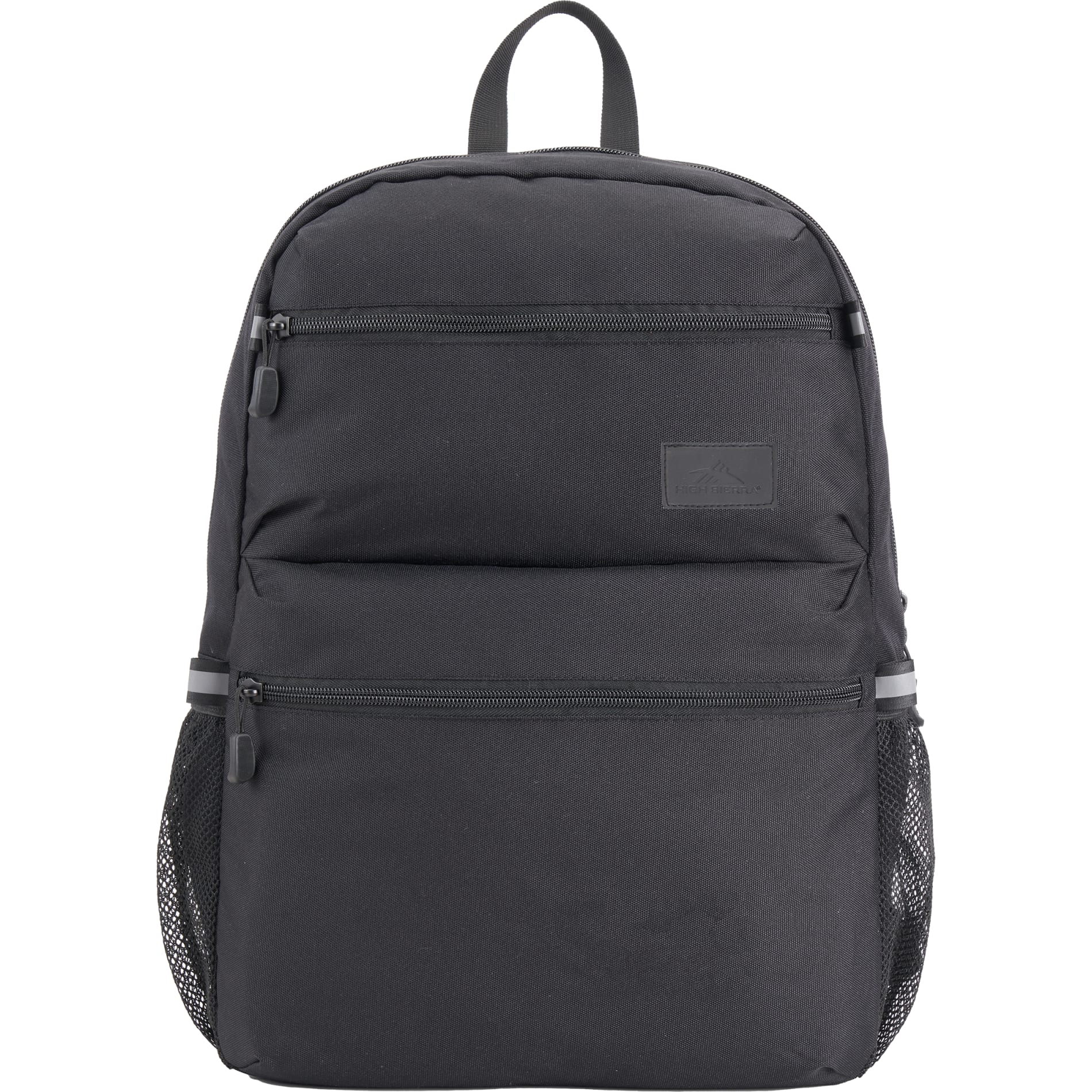 Front View of Black High Sierra Recycled Inhabit 15" Laptop Backpack plain