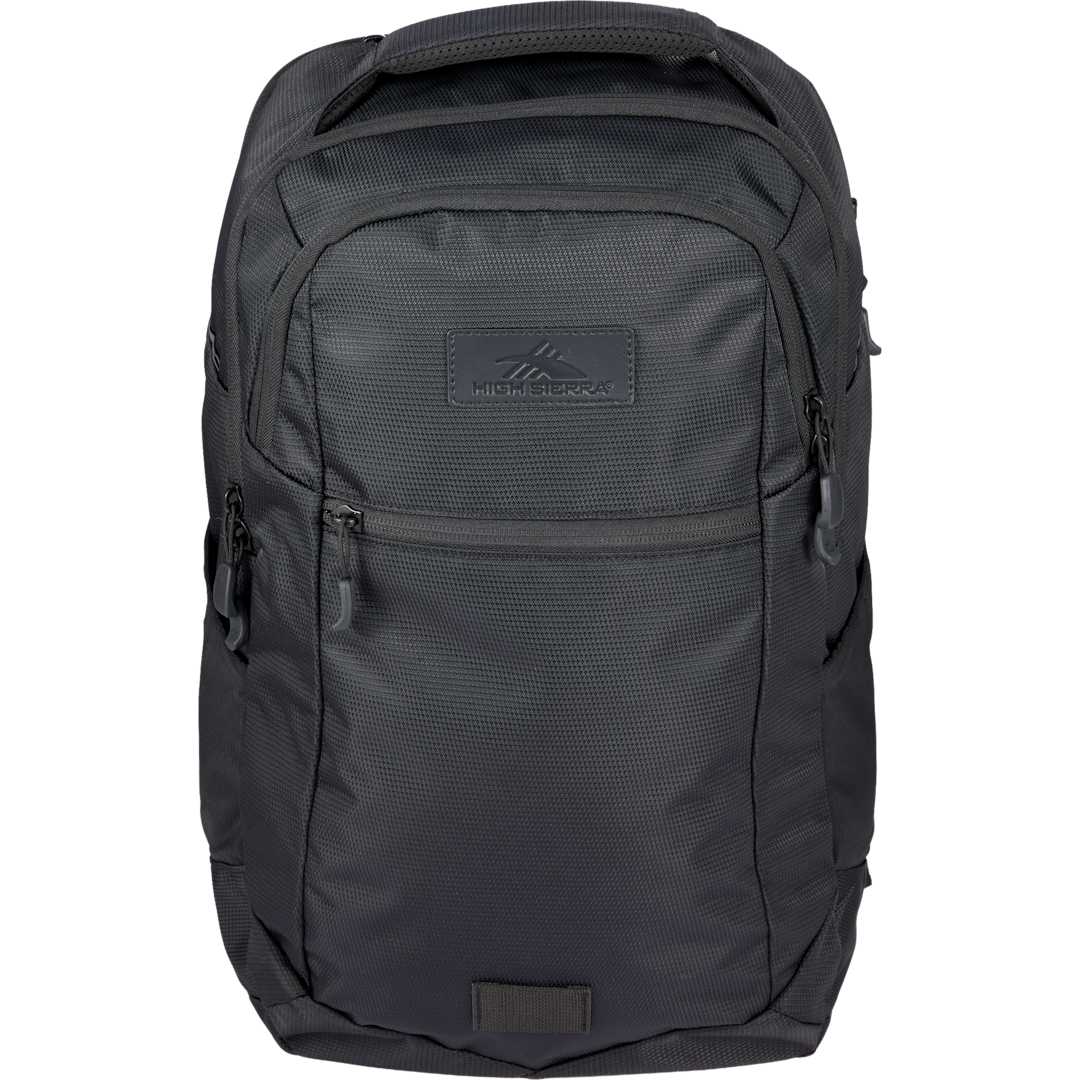 Front View of Black High Sierra Stoneway Backpack plain