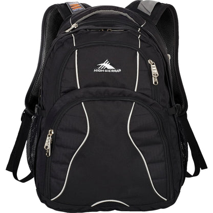 Front View of Black High Sierra Swerve 17" Computer Backpack plain