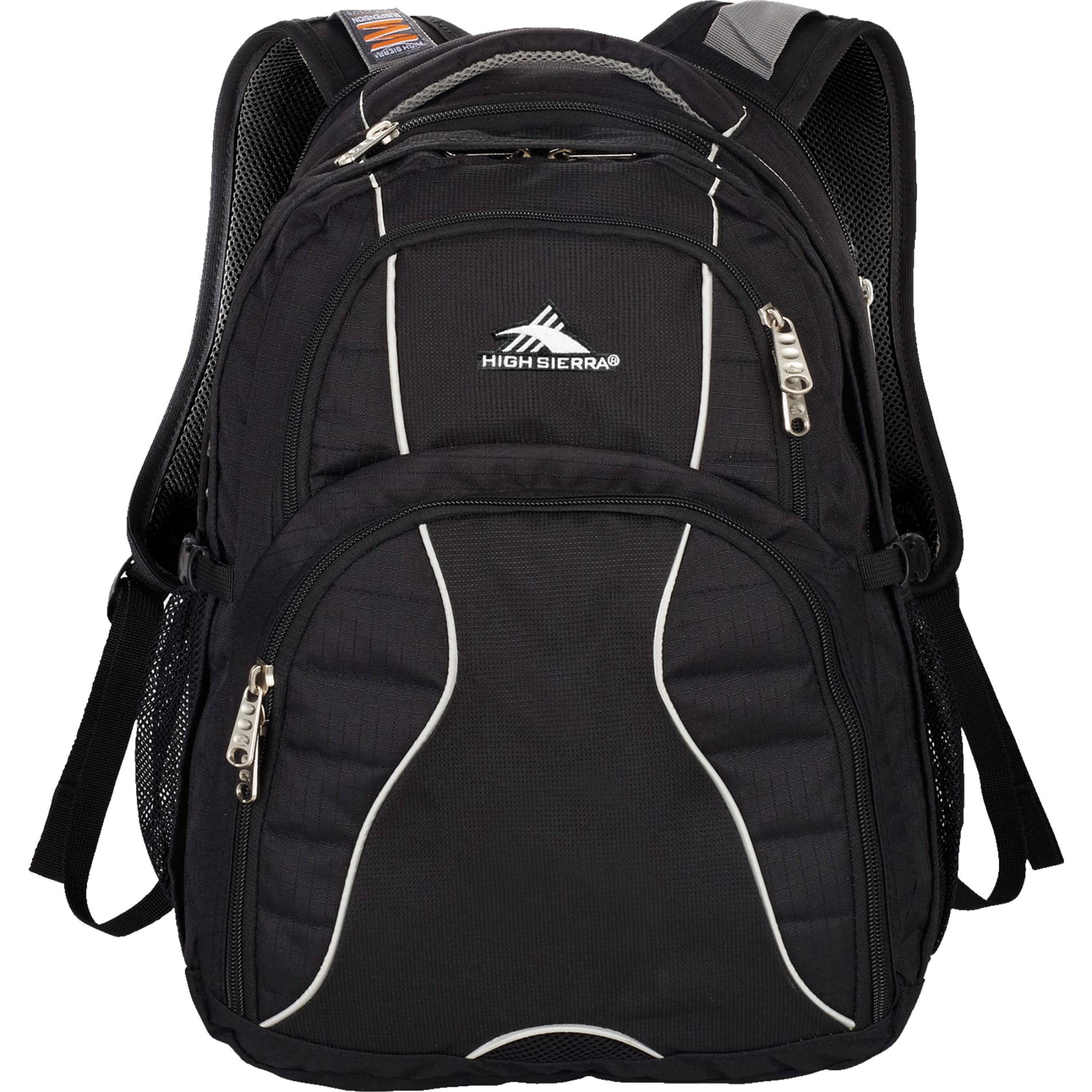 Front View of Black High Sierra Swerve 17" Computer Backpack plain