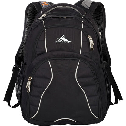 Front View of Black High Sierra Swerve 17" Computer Backpack plain