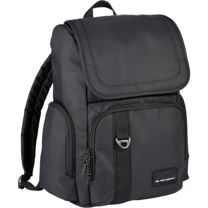 Front View of Black High Sierra Trekpoint Flap Backpack plain