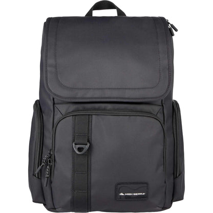 Front View of Black High Sierra Trekpoint Flap Backpack plain