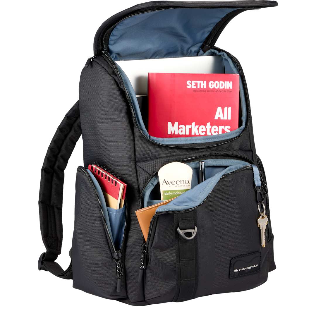 Front View of Black High Sierra Trekpoint Flap Backpack
