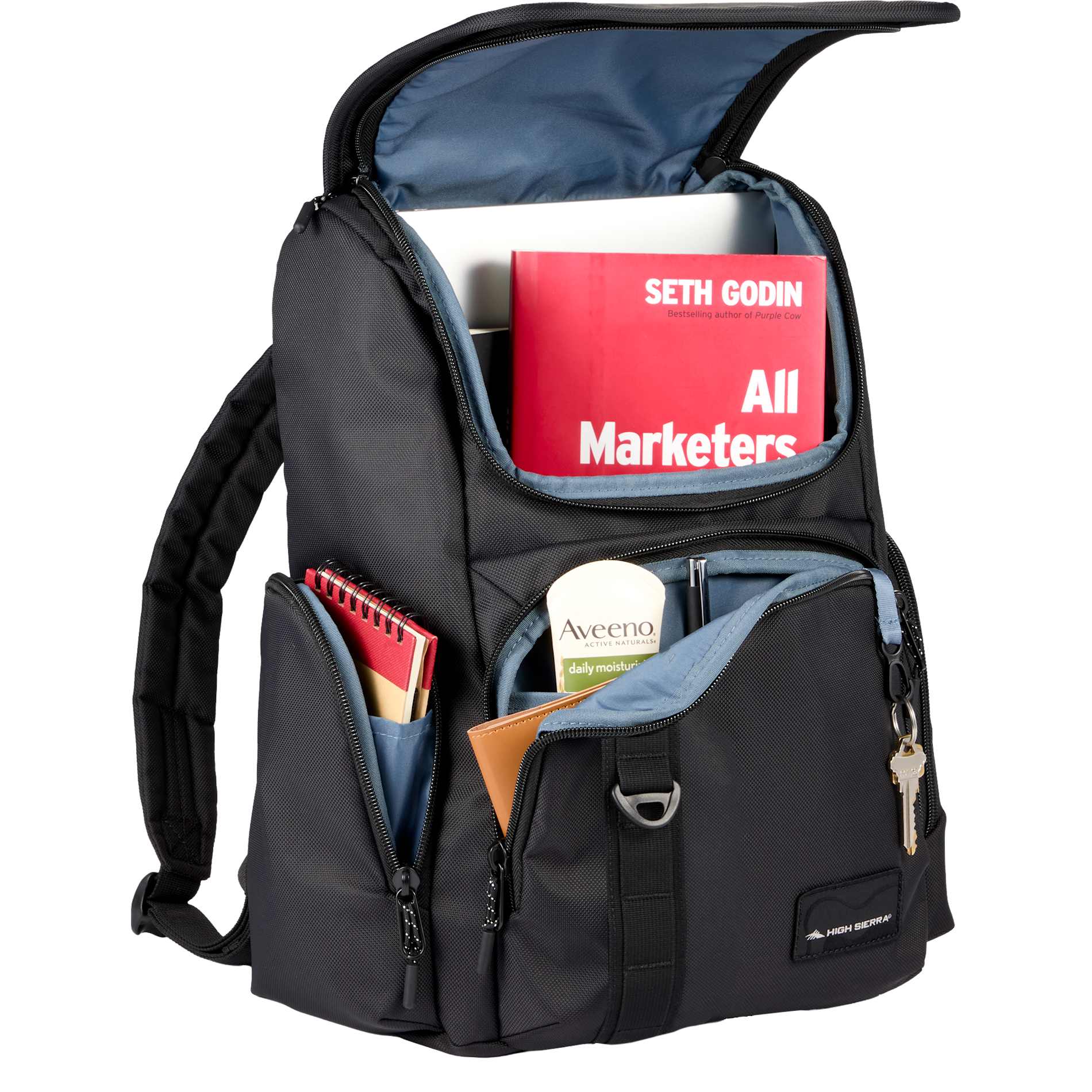 Front View of Black High Sierra Trekpoint Flap Backpack