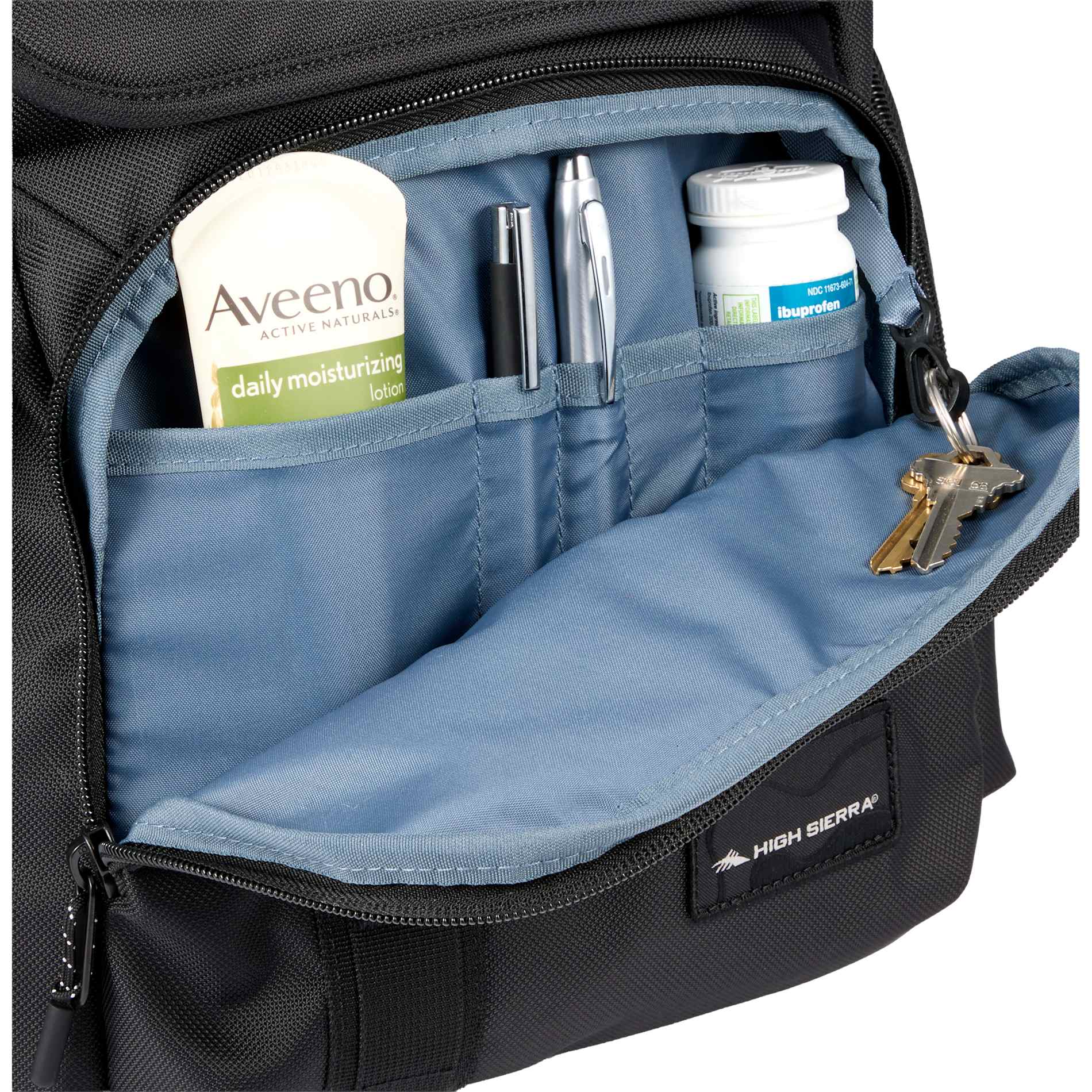 Front View of Black High Sierra Trekpoint Flap Backpack