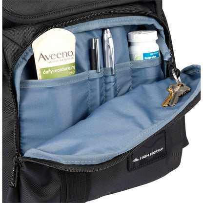 Front View of Black High Sierra Trekpoint Flap Backpack
