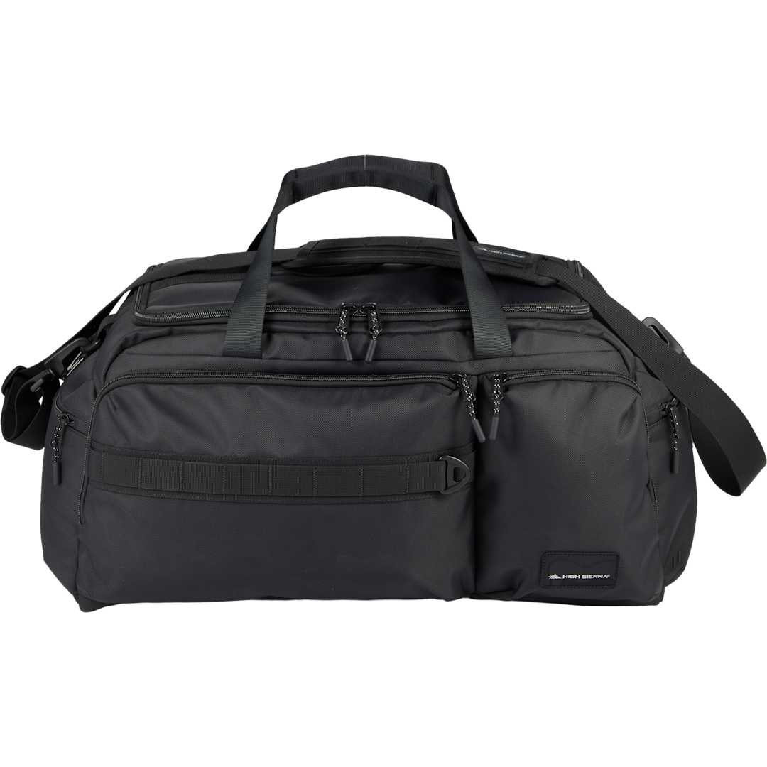 Front View of Black High Sierra Trekpoint Flap Duffle plain