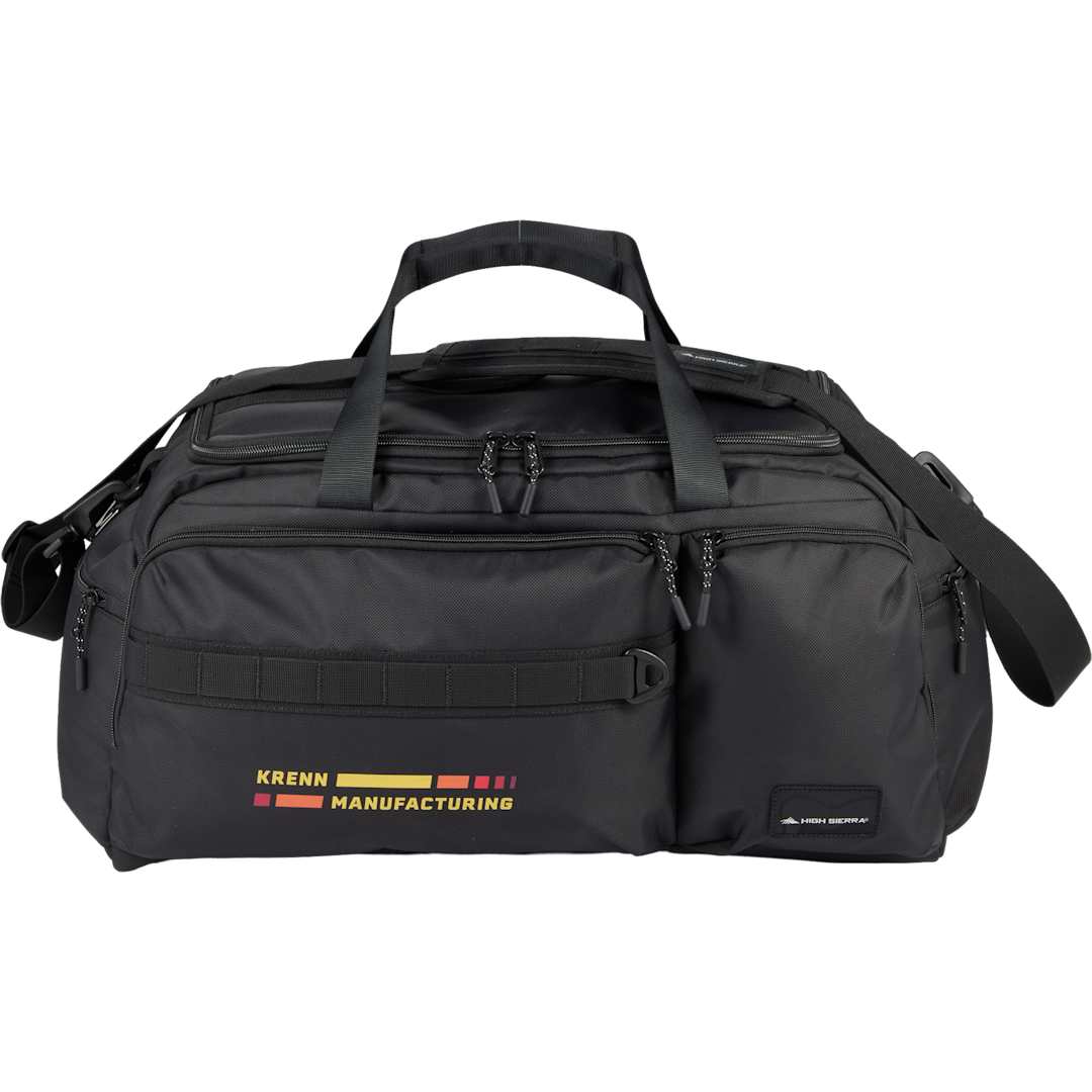 Front View of Black High Sierra Trekpoint Flap Duffle
