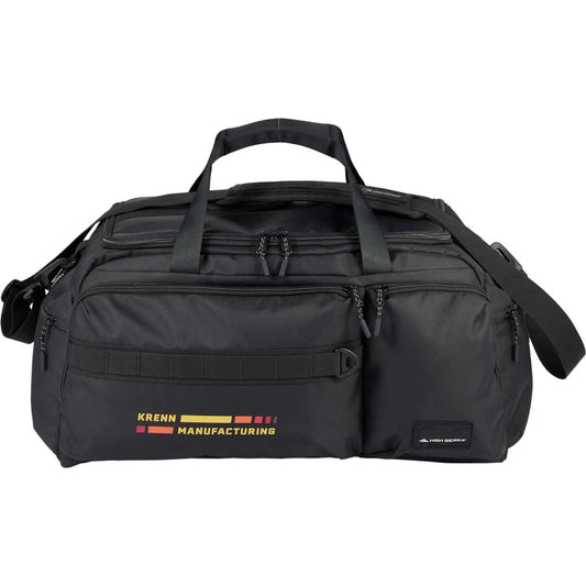 Front View of Black High Sierra Trekpoint Flap Duffle