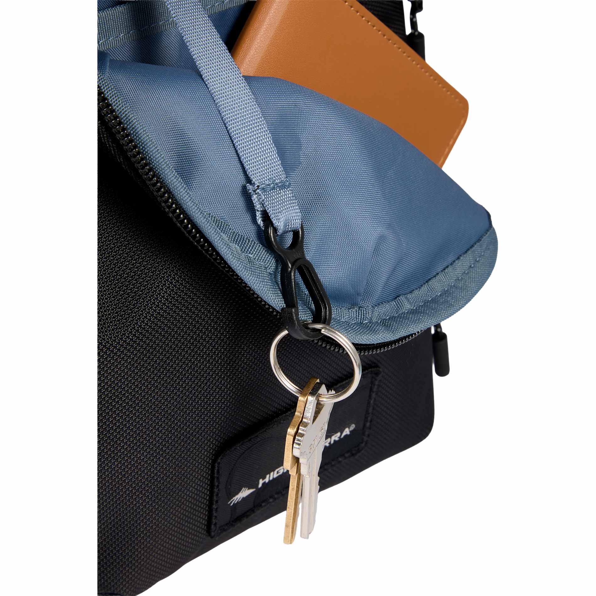 Front View of Black High Sierra Trekpoint Flap Duffle
