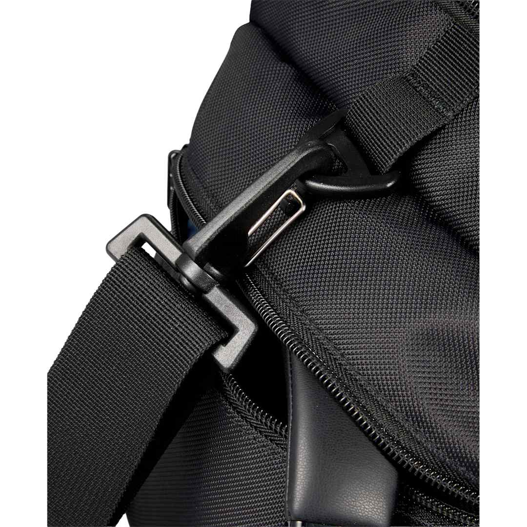 Front View of Black High Sierra Trekpoint Flap Duffle