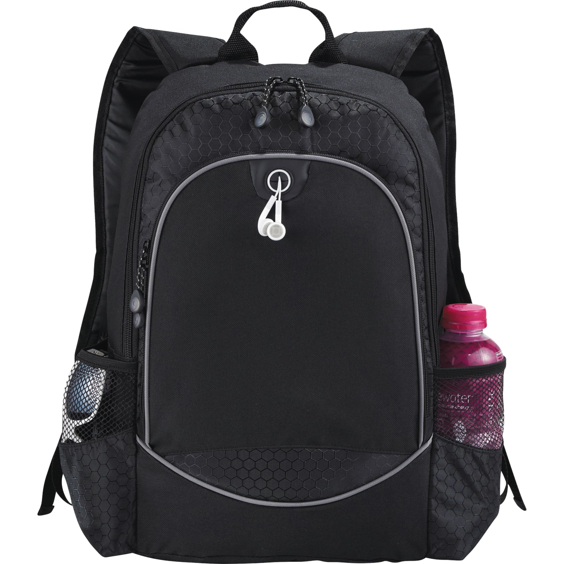 Front View of Black Hive 15" Computer Backpack plain