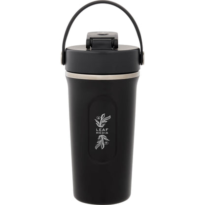 Front View of Black Hydro Flask 24oz Shaker Bottle