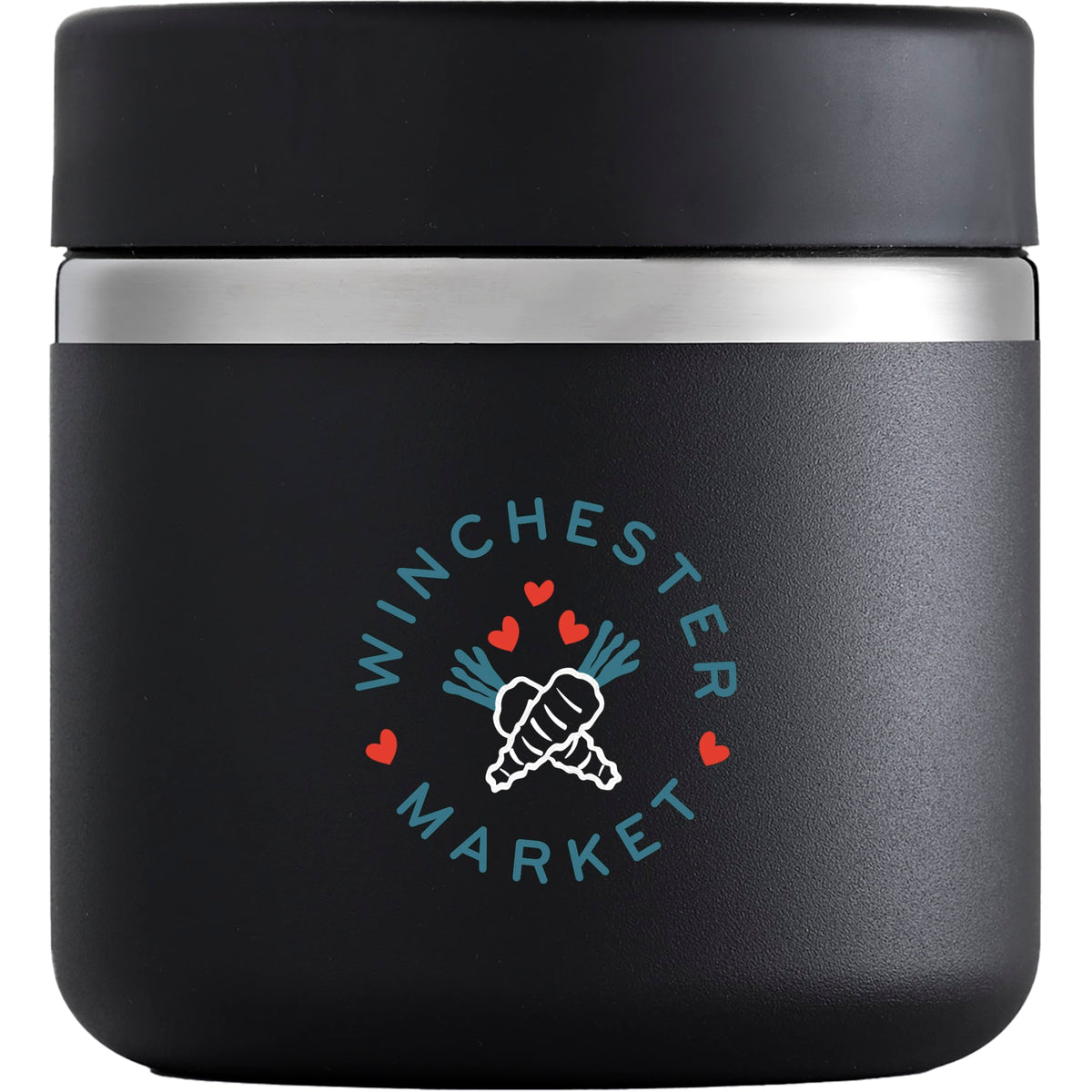 Front View of Black Hydro Flask Insulated Food Jar 20oz