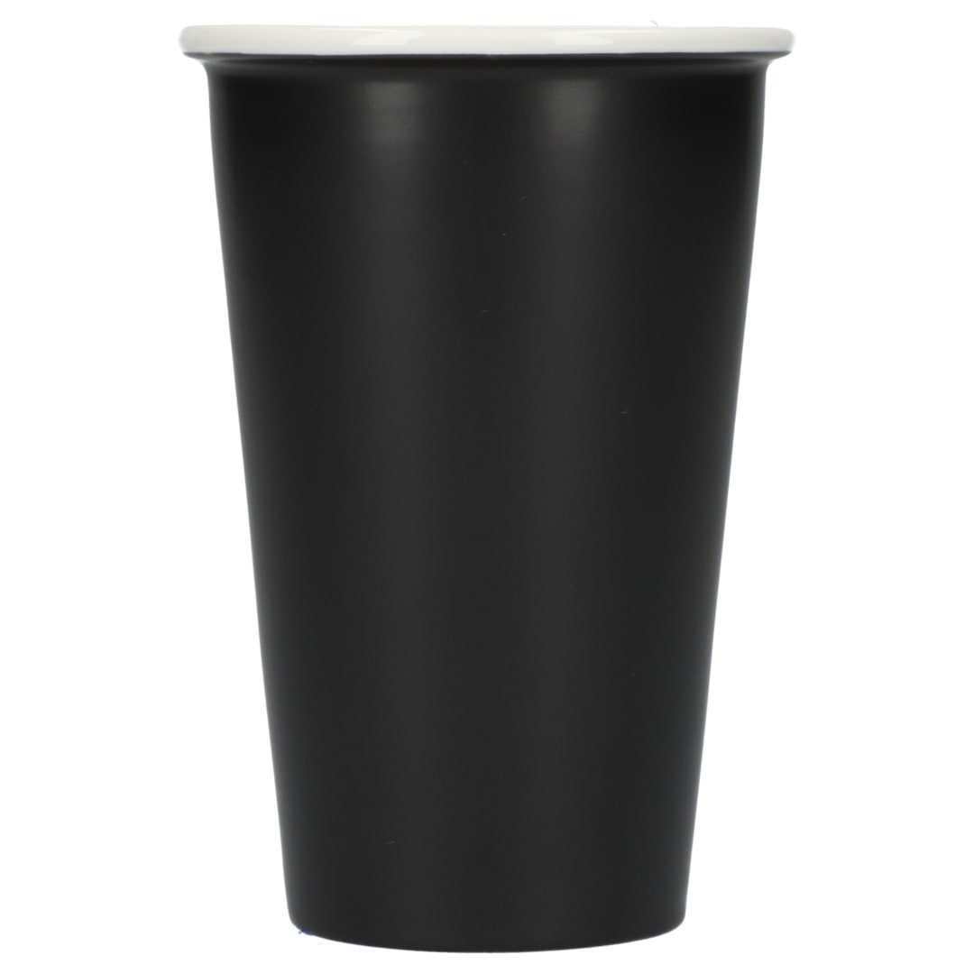 Front View of Black I'm not a paper cup 10oz ceramic tumbler plain