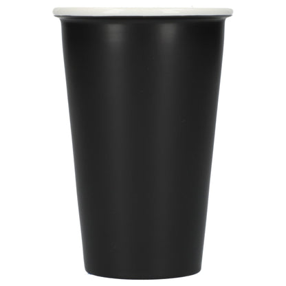 Front View of Black I'm not a paper cup 10oz ceramic tumbler plain