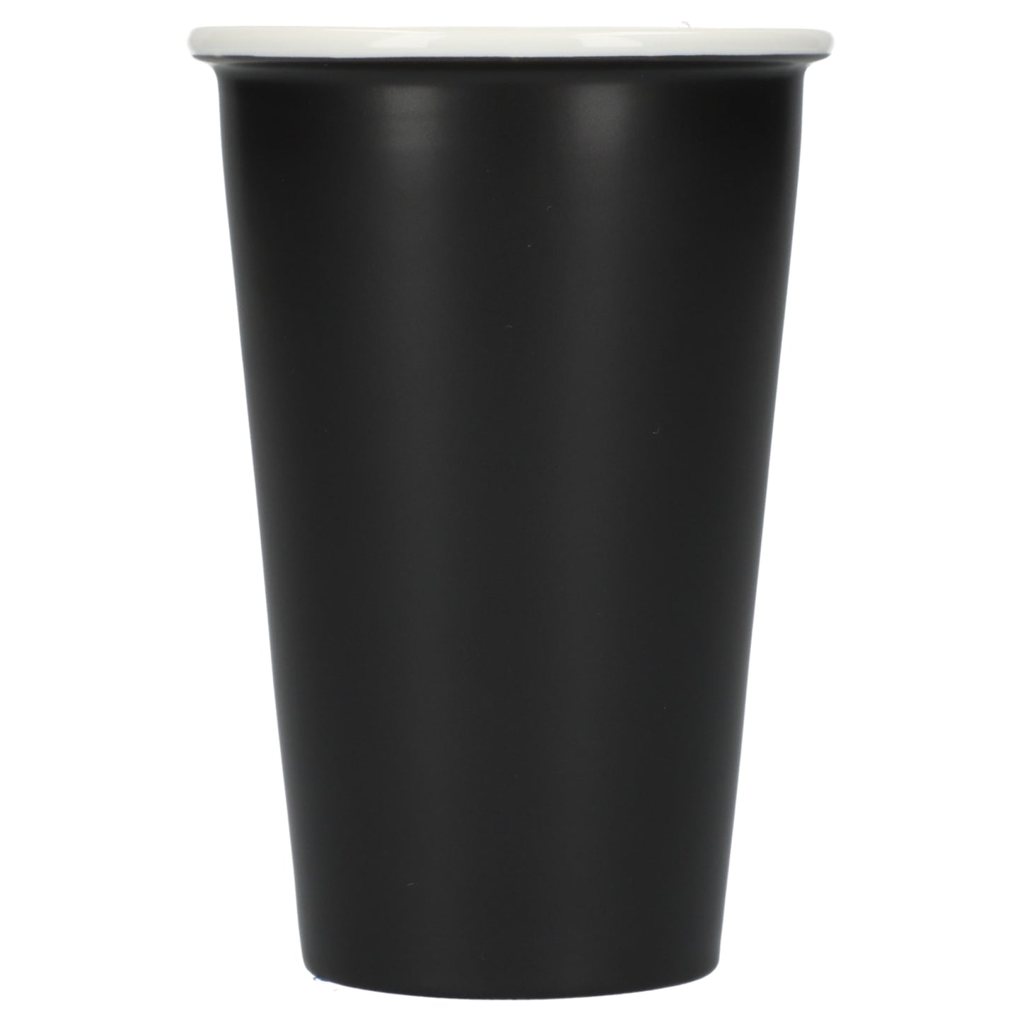 Front View of Black I'm not a paper cup 10oz ceramic tumbler plain
