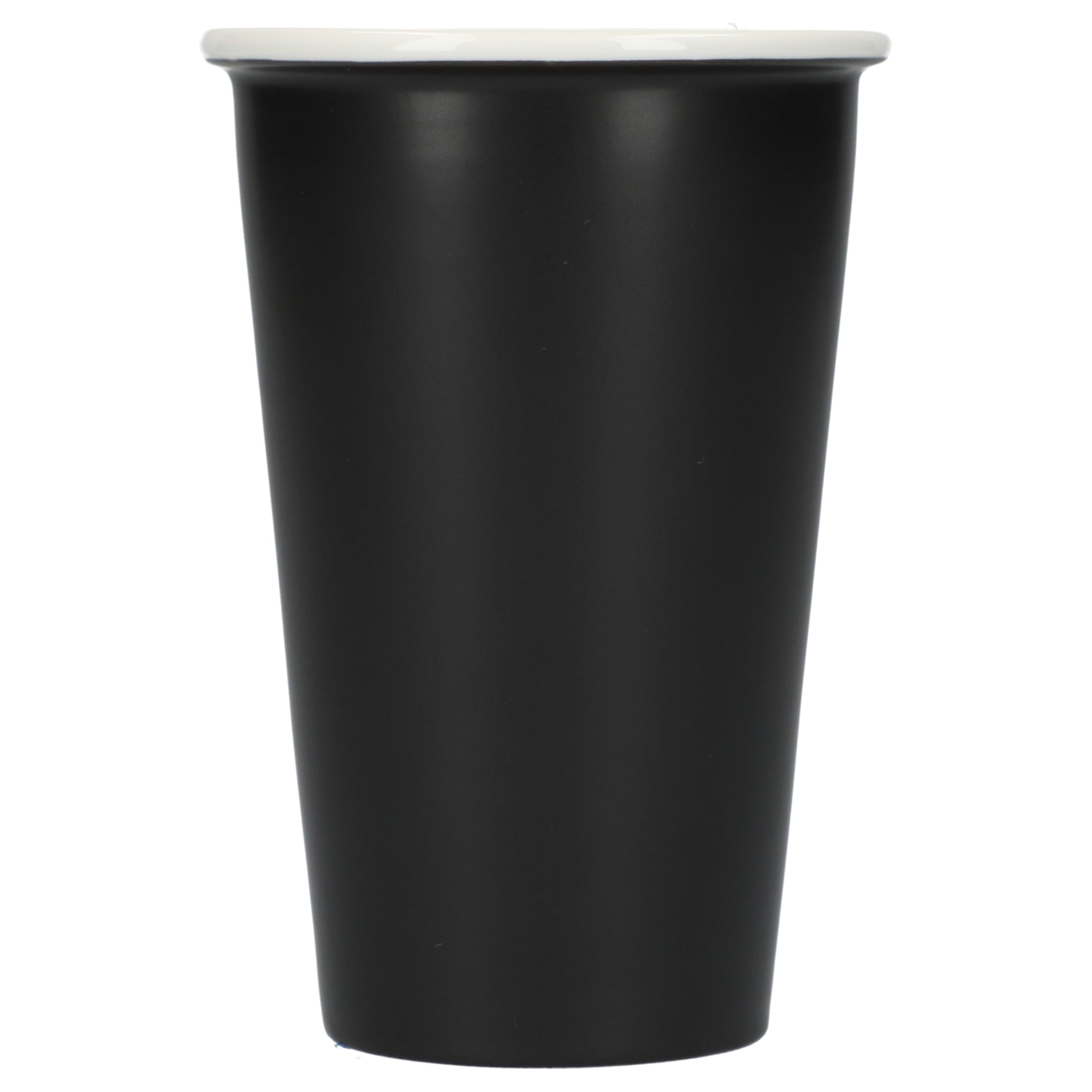 Front View of Black I'm not a paper cup 10oz ceramic tumbler plain