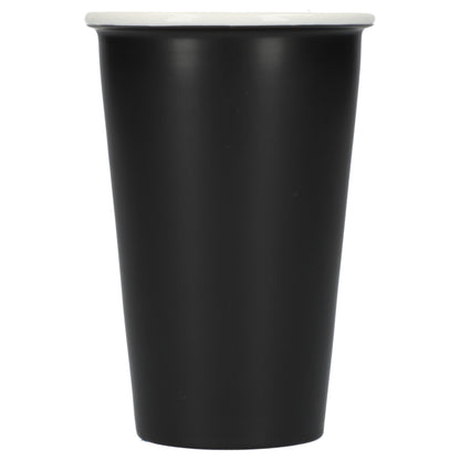 Front View of Black I'm not a paper cup 10oz ceramic tumbler plain