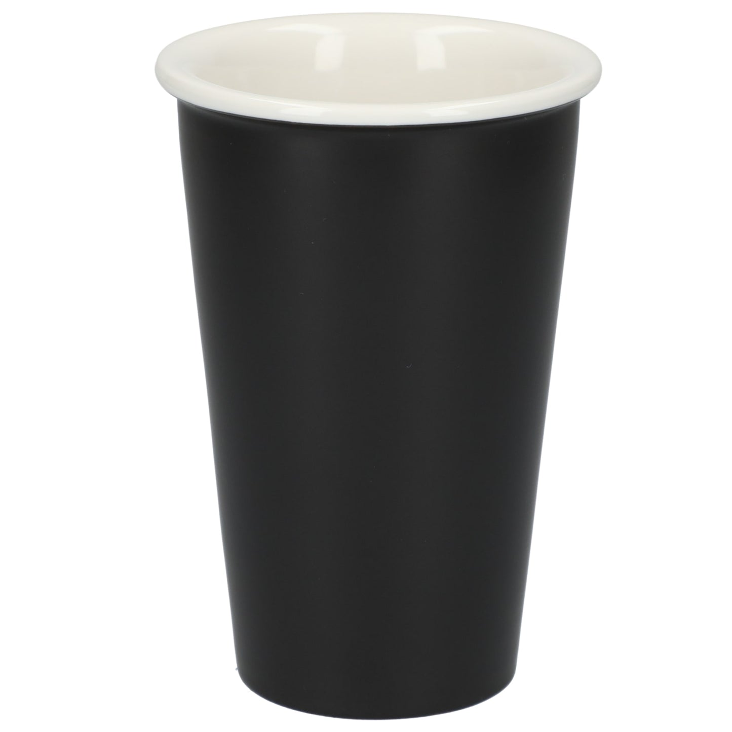 Front View of Black I'm not a paper cup 10oz ceramic tumbler plain
