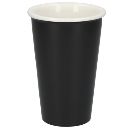 Front View of Black I'm not a paper cup 10oz ceramic tumbler plain