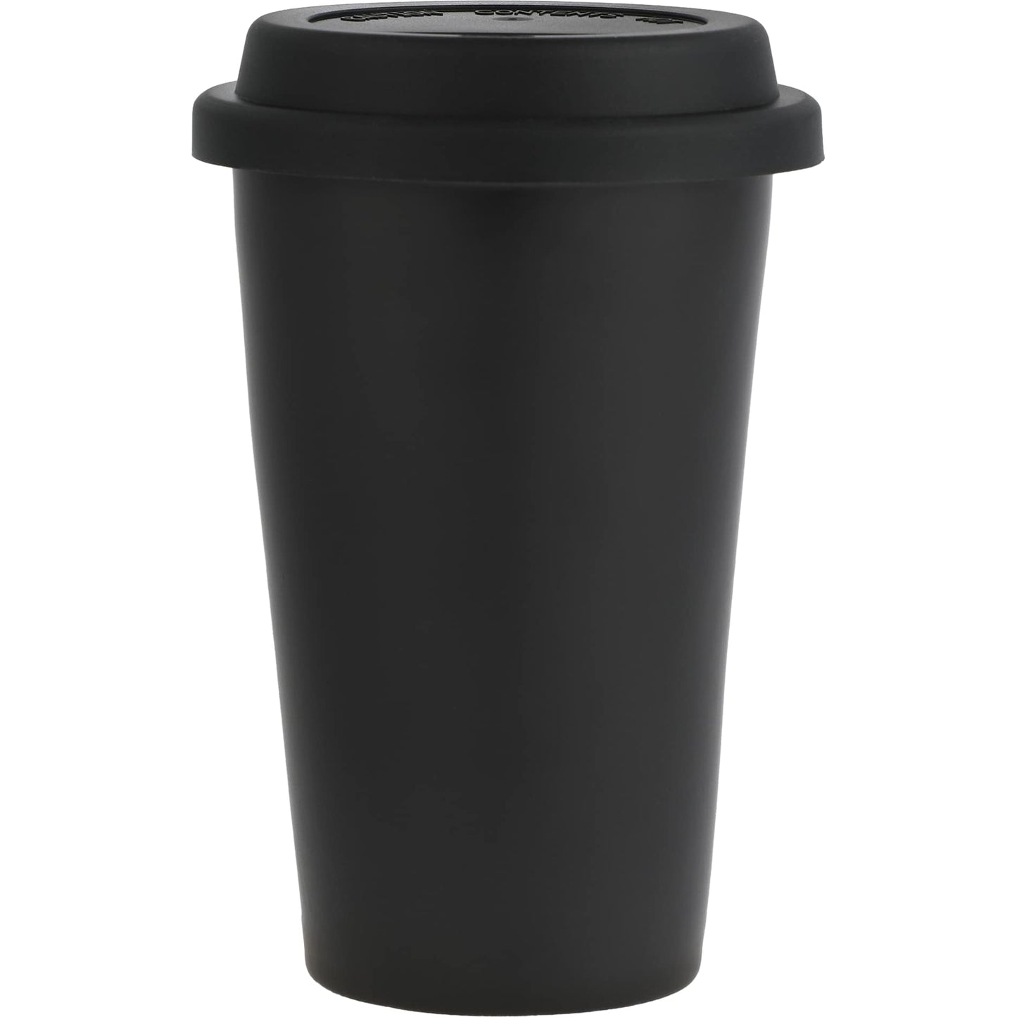 Front View of Black I'm Not a Paper Cup 10oz Ceramic Tumbler w/ Lid plain