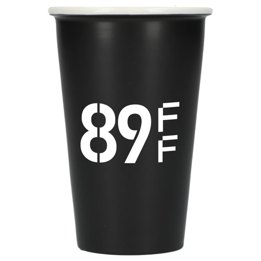Front View of Black I'm not a paper cup 10oz ceramic tumbler