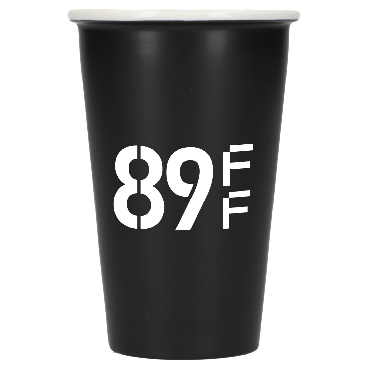 Front View of Black I'm not a paper cup 10oz ceramic tumbler