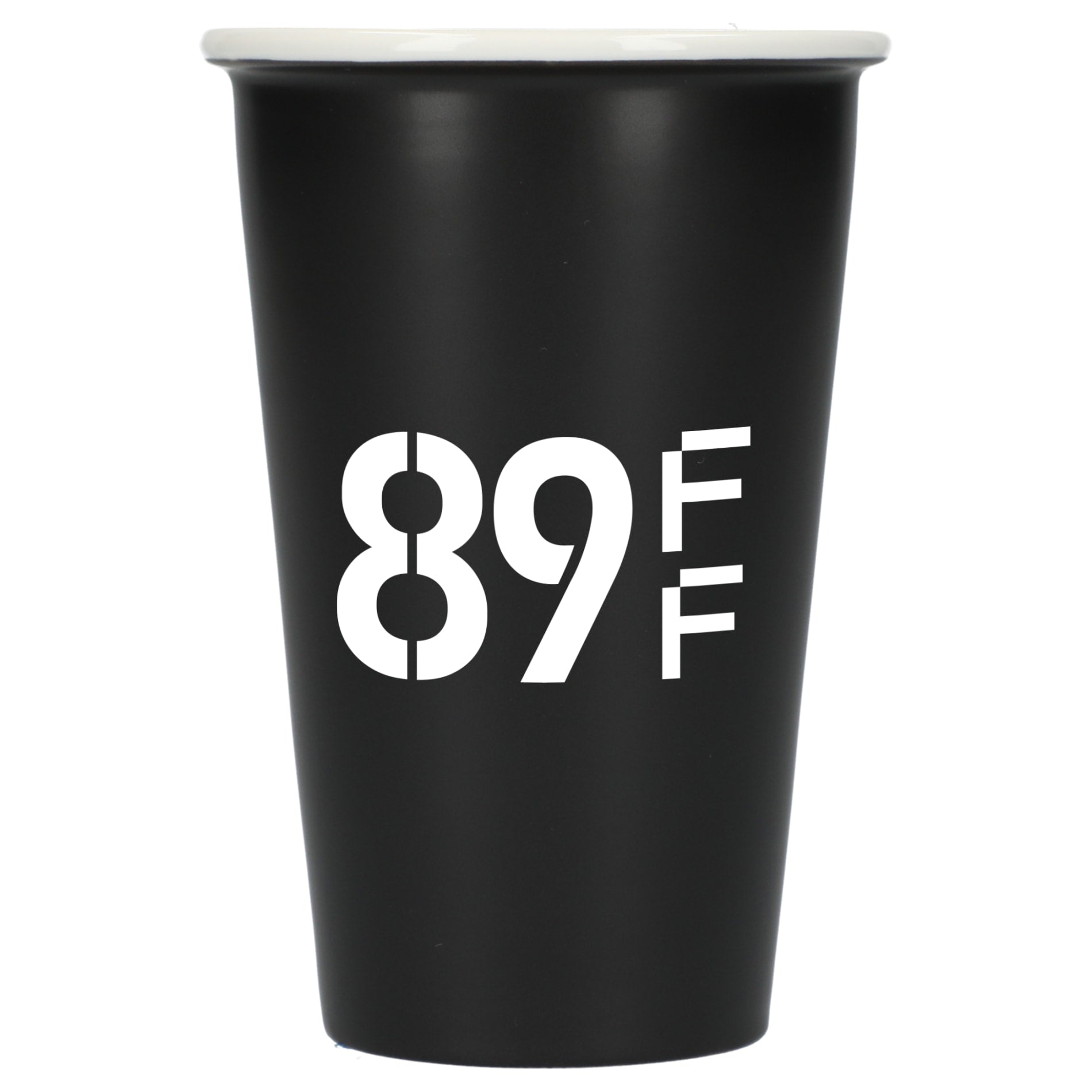 Front View of Black I'm not a paper cup 10oz ceramic tumbler