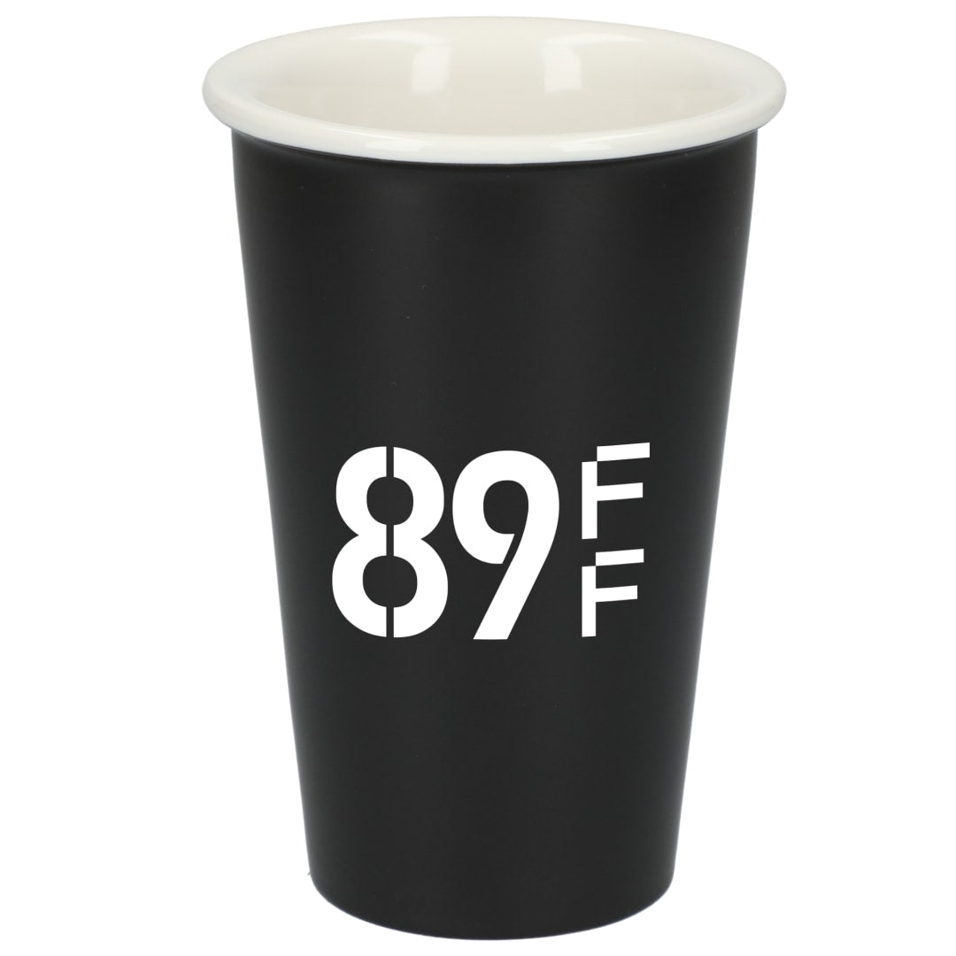 Front View of Black I'm not a paper cup 10oz ceramic tumbler