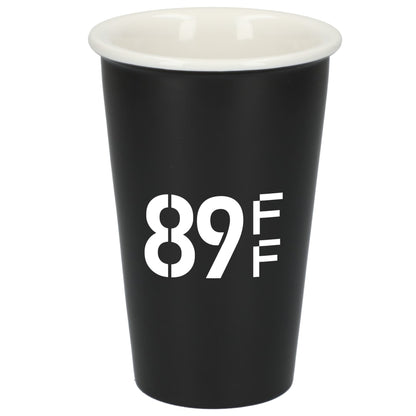 Front View of Black I'm not a paper cup 10oz ceramic tumbler