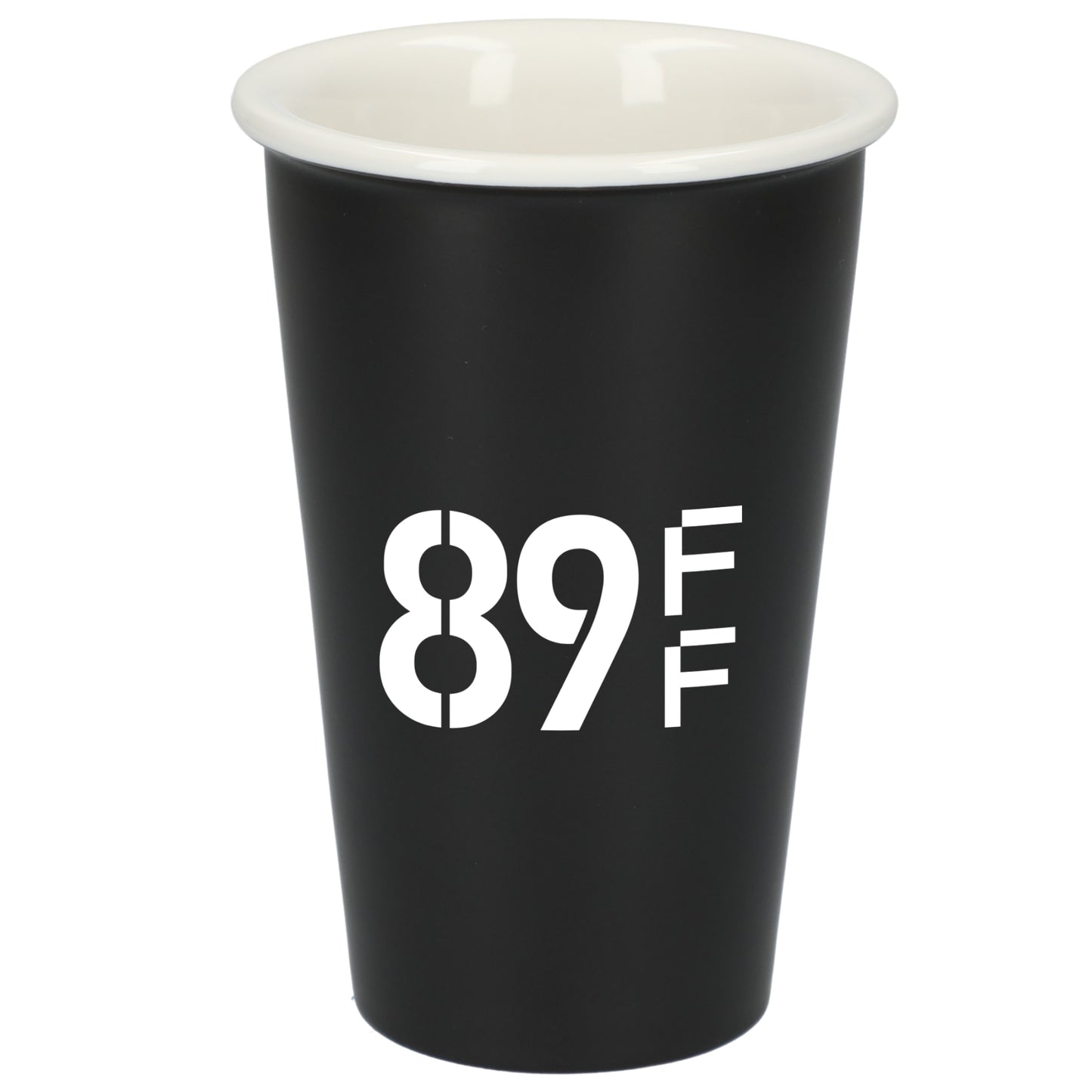 Front View of Black I'm not a paper cup 10oz ceramic tumbler