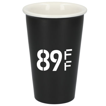 Front View of Black I'm not a paper cup 10oz ceramic tumbler