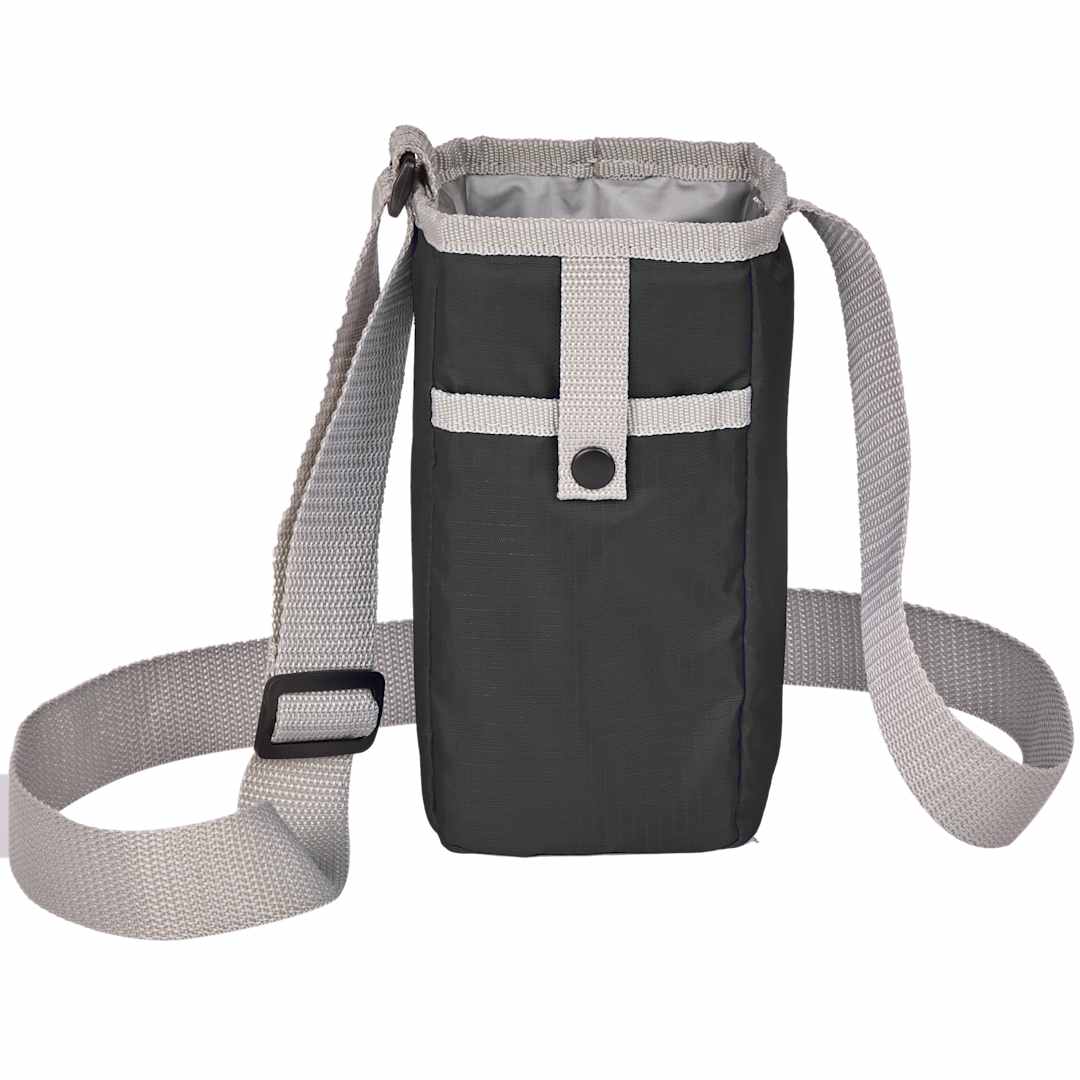 Front View of Black Insulated Bottle Sling plain