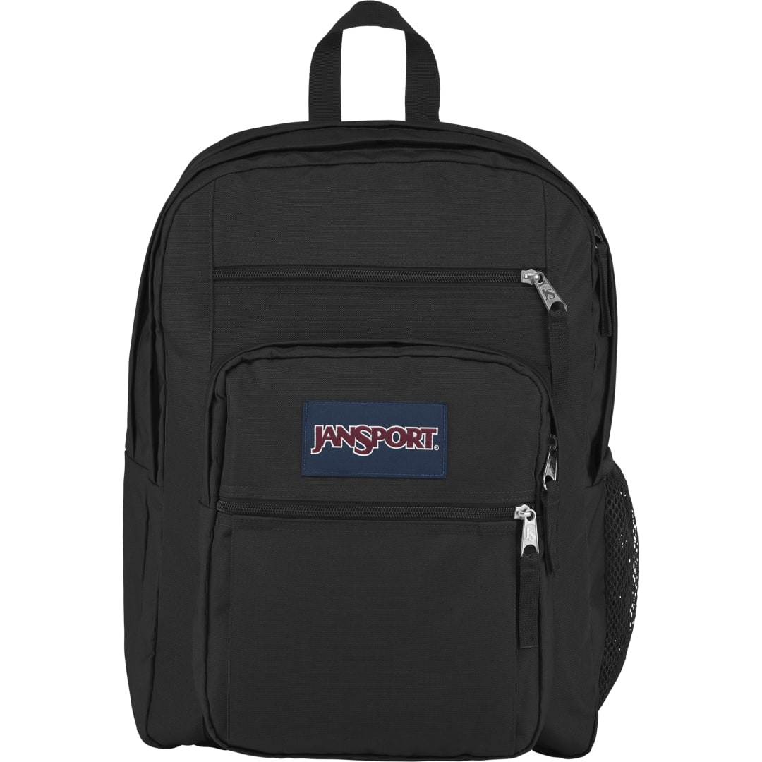 Front View of Black JanSport Big Student 15" Computer Backpack plain
