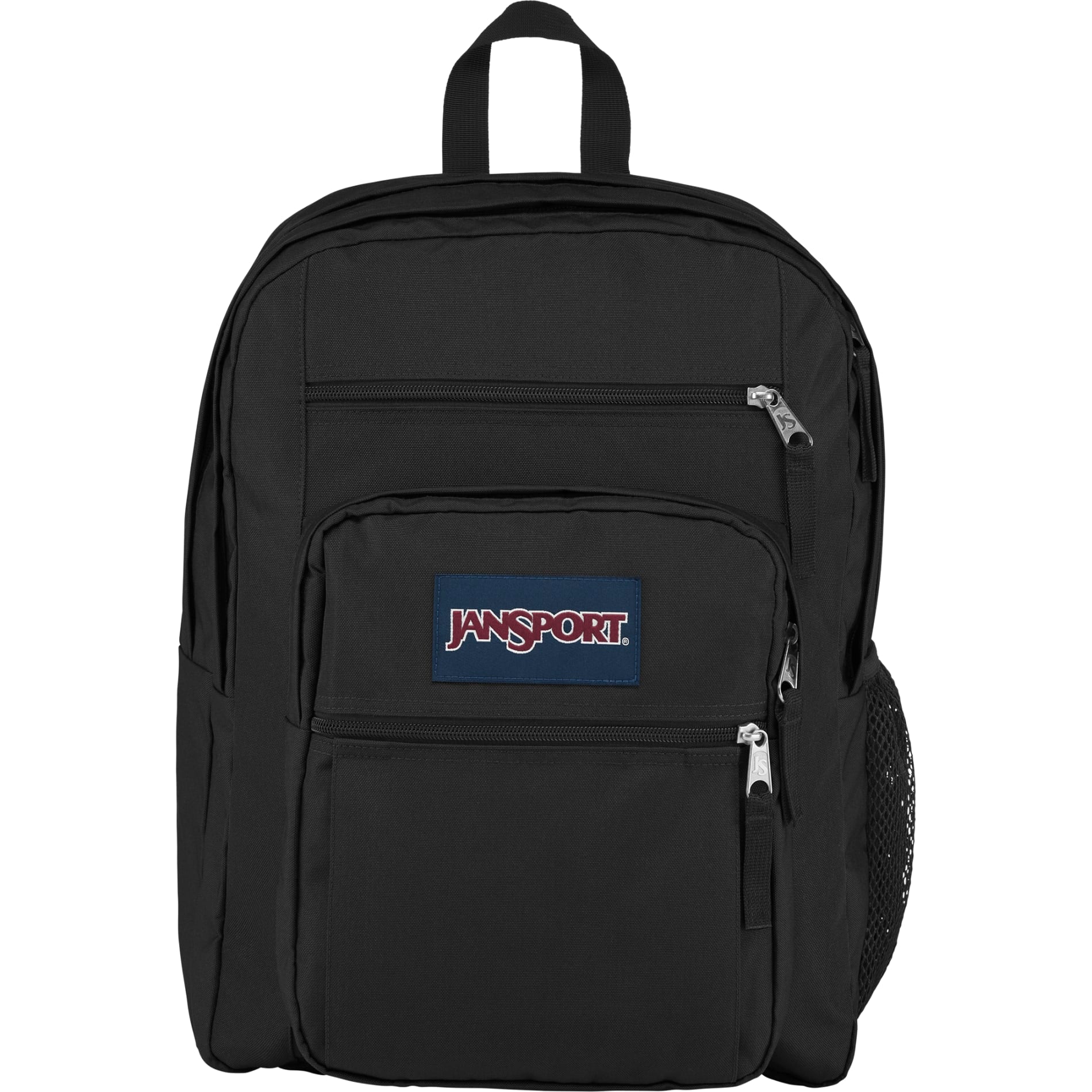 Front View of Black JanSport Big Student 15" Computer Backpack plain