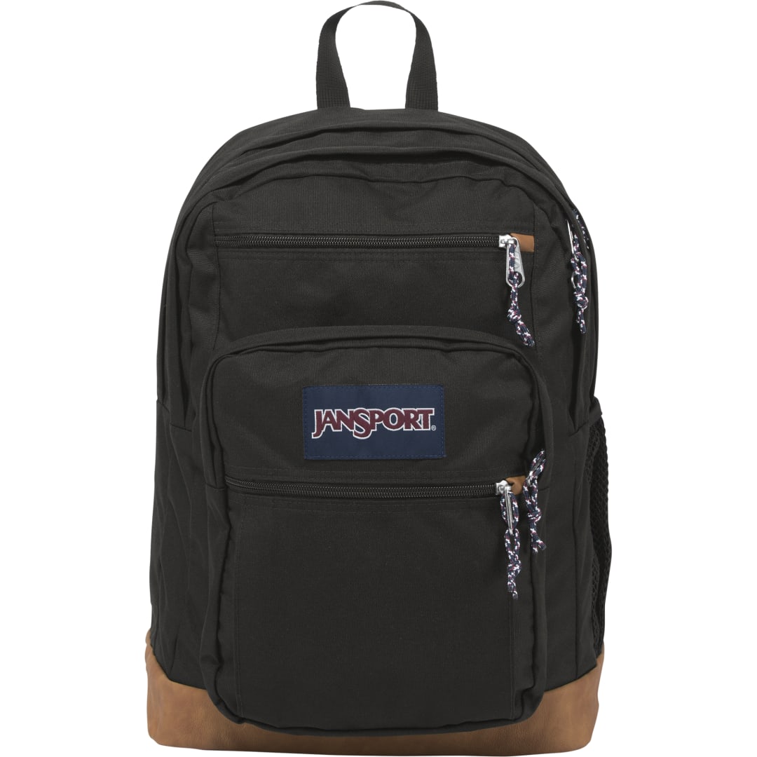 Front View of Black JanSport Cool Student 15" Computer Backpack plain