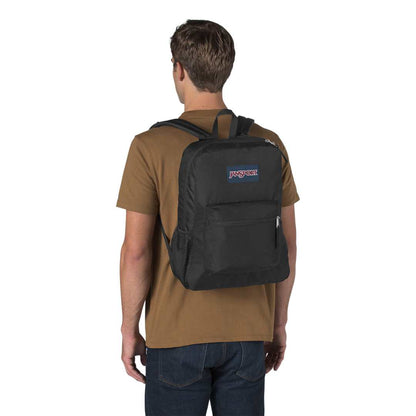 Front View of Black Jansport Crosstown Plus Backpack plain