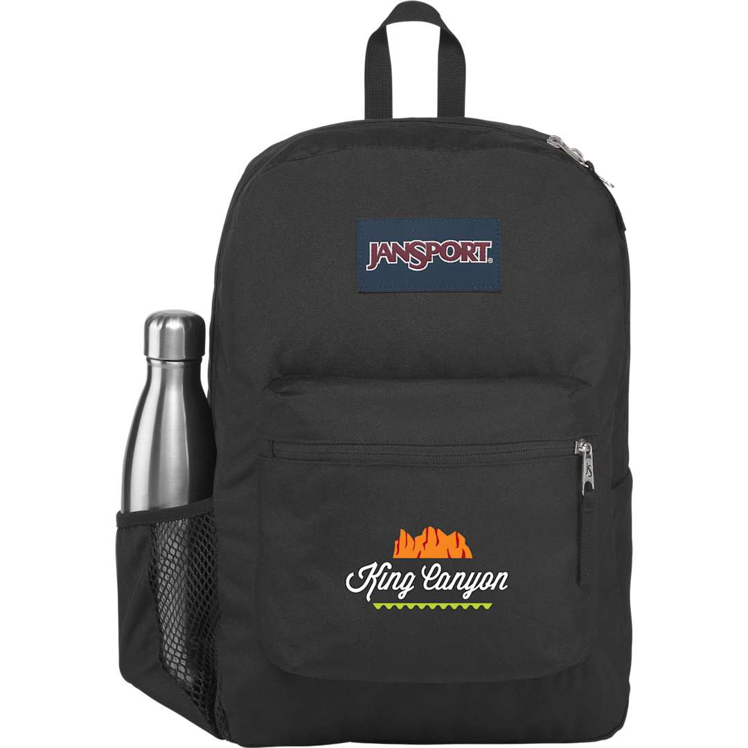 Front View of Black Jansport Crosstown Plus Backpack