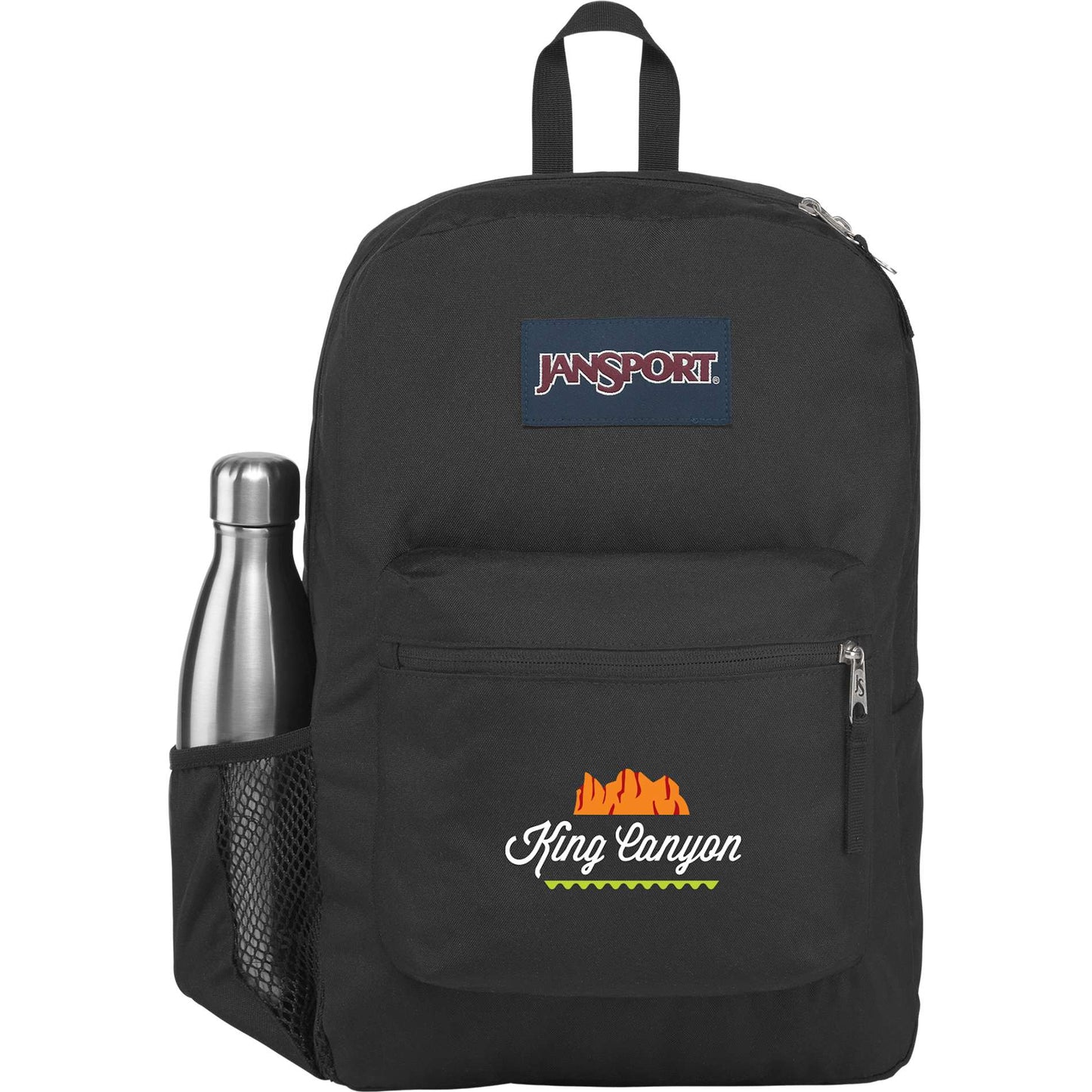 Front View of Black Jansport Crosstown Plus Backpack