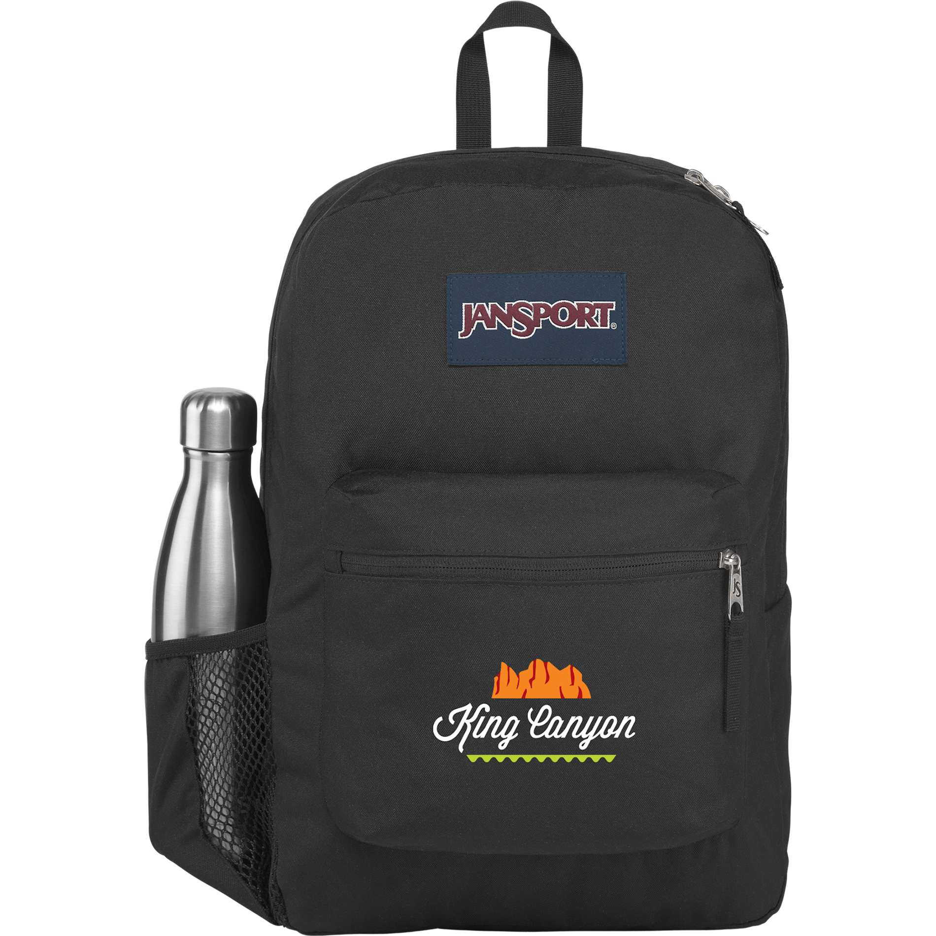 Front View of Black Jansport Crosstown Plus Backpack