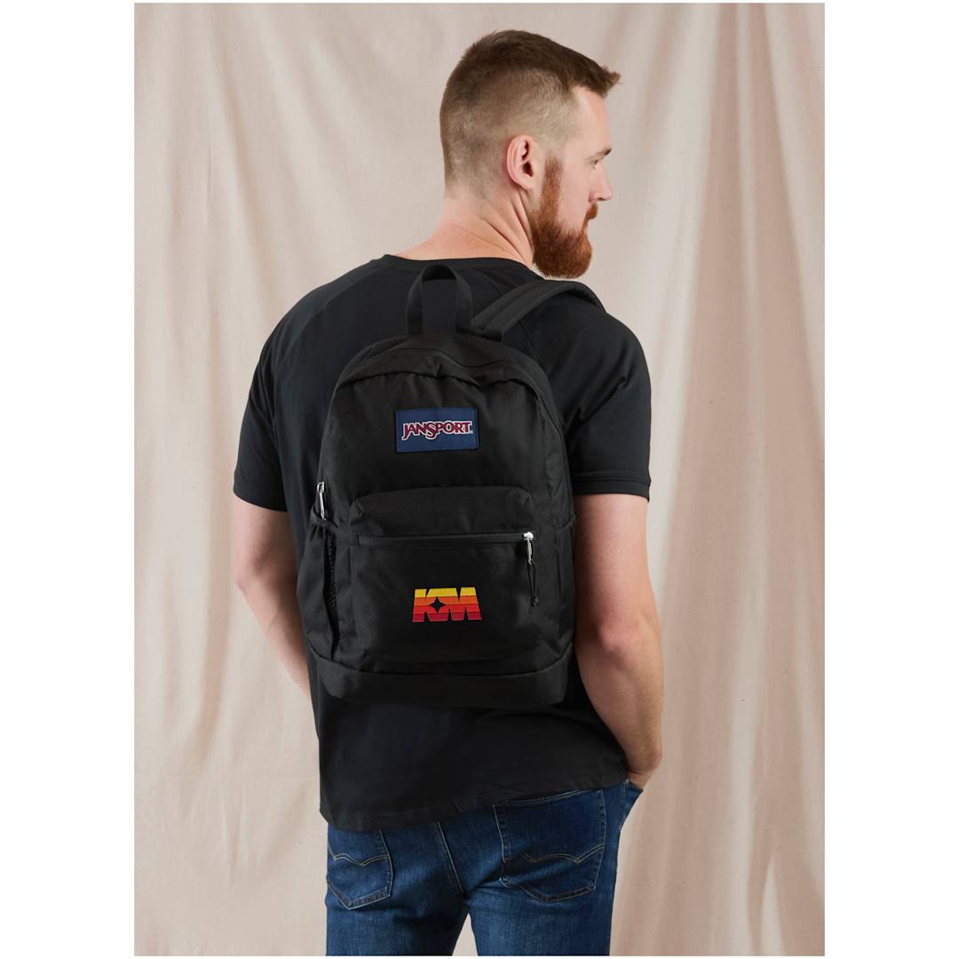 Front View of Black Jansport Crosstown Plus Backpack