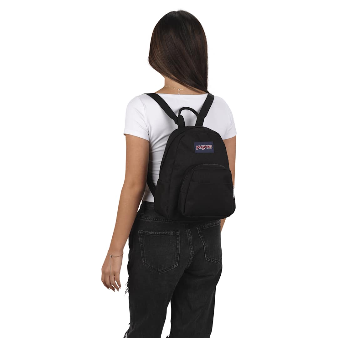 Front View of Black Jansport Half Pint Backpack plain