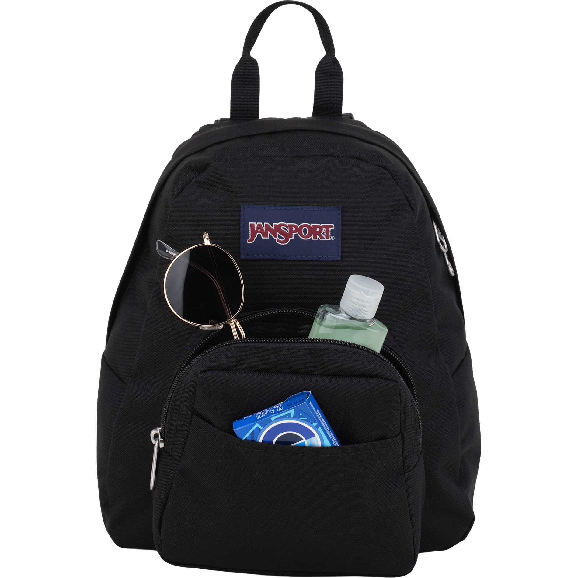 Front View of Black Jansport Half Pint Backpack plain