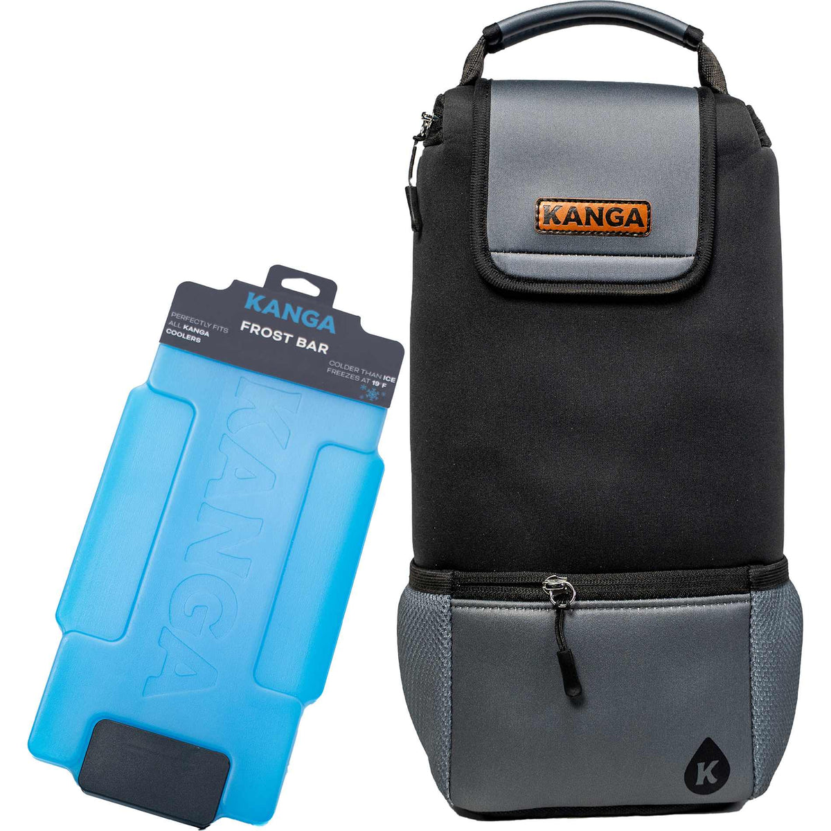 Front View of Black Kanga Hideaway 6 Can Cooler plain